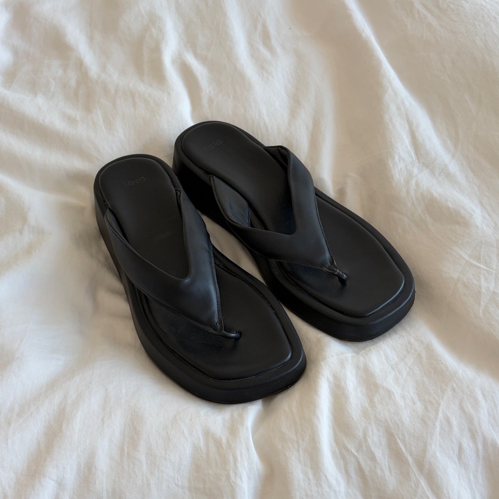 Leather Black Chunky Leather Sandals